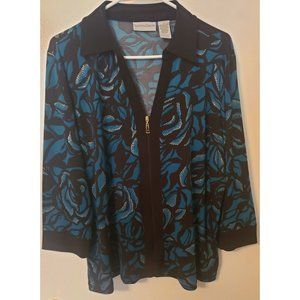 Drapers and Damons Zip Front Blouse/Jacket, Size Large